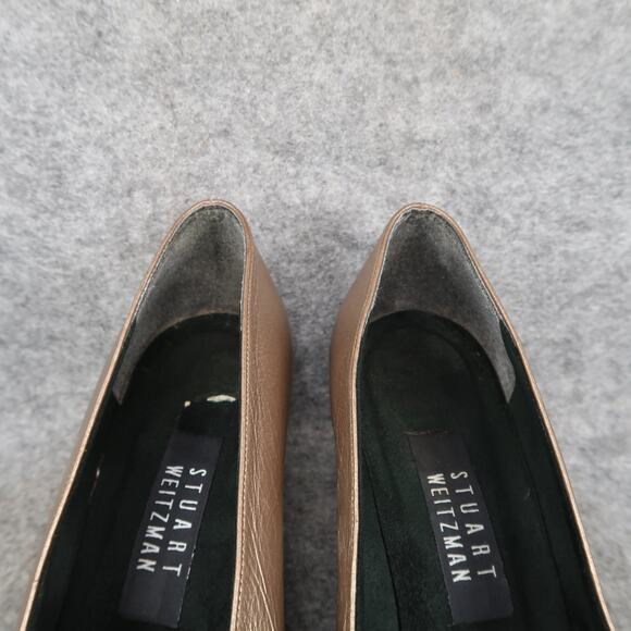 Stuart Weitzman Shoes Womens 8.5 Pump Classic Retro Leather Metallic Chunky Heel - Picture 3 of 13